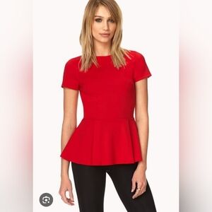 Caution To The Wind, Vibrant Red,Peplum Juniors Top, Siz Small